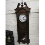 Reproduction mahogany Vienna style two train wall clock