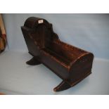 19th Century stained pine dolls cradle