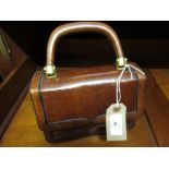 Ladies 20th Century brown leather vintage handbag