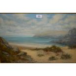 William Langley, oil on canvas, coastal scene with sand dunes, signed, 16ins x 24ins,