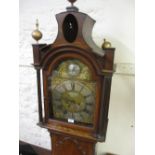 George III oak longcase clock, the broken arch hood with shaped surmount,