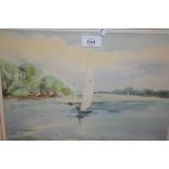 Andrew Turnbull, watercolour, boys in a sailing boat, Geoffrey Bowes,