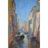 Pair of unframed watercolours, Venice canal scenes with gondolas, signed A.