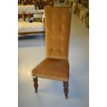 19th Century walnut high back nursing chair with button back,