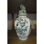 Late 19th or early 20th Century Delft ware octagonal baluster form jar and cover decorated in