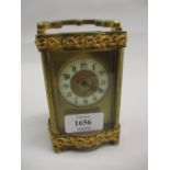 Late 19th or early 20th Century gilt brass cased carriage clock,