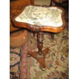 19th Century rosewood pole screen adapted for use as a pedestal table