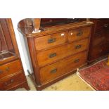 19th Century mahogany chest of two short and two long drawers with recessed brass handles on a