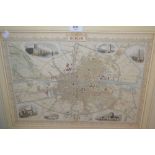 19th Century hand coloured map of Dublin by Rapkin in a good quality modern frame