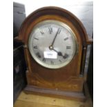 Edwardian mahogany and line inlaid mantel clock,