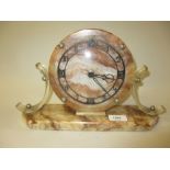 1920's Marble electric mantel clock together with an oak cased barometer