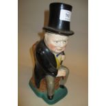 Kirklands Etruria Embassy ware character jug of Winston Churchill (damages to top)