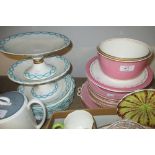 Quantity of mixed 19th Century pink and gilt edge dessert ware,