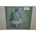 Pastel drawing of a girl ballet dancer after Degas, together with another, portrait of a girl,