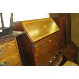 Edwardian mahogany and satinwood crossbanded bureau,