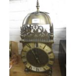 Late 19th or early 20th Century brass lantern clock in antique style,