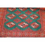 Mid 20th Century Turkoman style rug with green ground