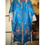 Chinese blue silk floral embroidered jacket