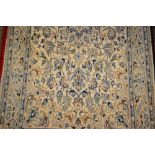 Modern central Persian rug with medallion and all-over floral design on an ivory ground with