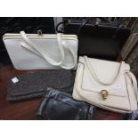 Ladies brown leather handbag, two other ladies handbags,