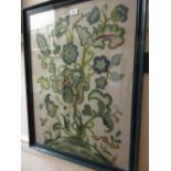 Framed crewel work picture,