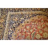 Modern tan ground Kashan pattern machine made carpet, 2.3m x 1.