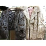 Two ladies fur jackets together with two stoles and a hat