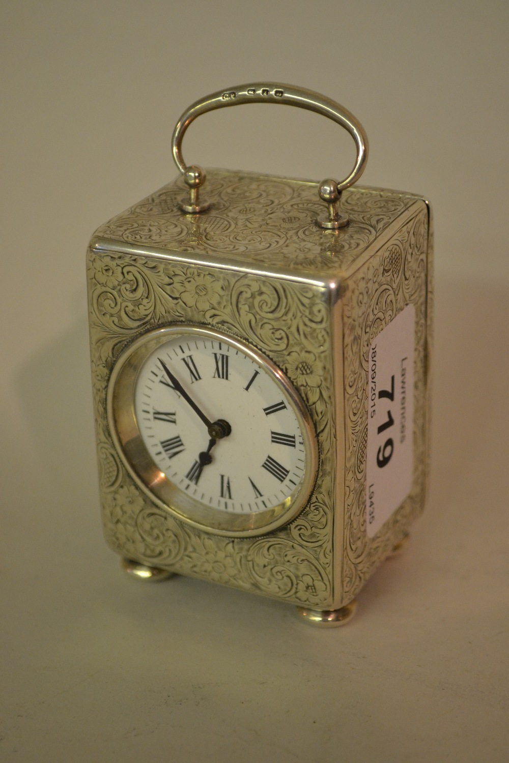 Early 20th Century Birmingham silver dressing table clock,