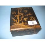 Japanese rectangular lacquered box and cover decorated with bamboo