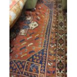 Afghan rug having all-over floral decoration with multiple borders,