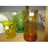 Three Webbs Art Deco glass vases