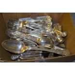 Part canteen of silver Kings pattern flatware, Victorian and later, comprising: twelve dinner forks,