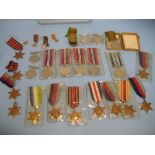 Group of seven 1939 / '45 medals, twelve 1939 / '45 Service stars, two Defence medals,
