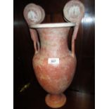 Large Greco Roman two handled baluster form vase with traces of original painted decoration,