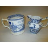 Two blue and white bowls,