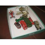 Small quantity of play worn die-cast model vehicles,