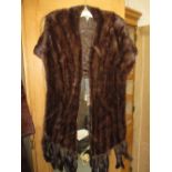 Ladies mink fur stole with tassels