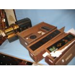 Black Japanned and lacquered brass magic lantern with spirit burner, Patent No.