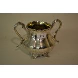 Victorian silver two handled sugar basin of baluster fluted form with engraved decoration and