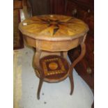 Early 20th Century parquetry inlaid occasional table on shaped supports with undertier (a/f)