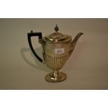 Sheffield silver pedestal hot water pot with half gadroon decoration, makers mark W.G.J.L.