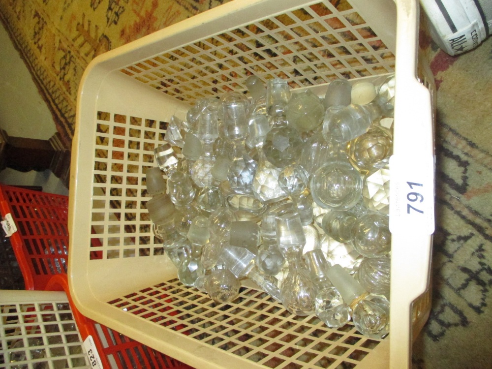 Similar box containing a large quantity of miscellaneous cut glass bottle stoppers
