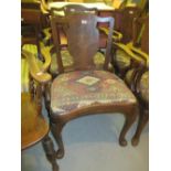 Similar pair of walnut open elbow chairs