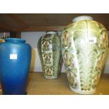 Two Glyn Denby Colledge vases together with a Royal Lancastrian souffle glaze vase