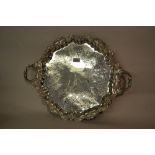 Victorian silver circular two handled tray,