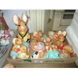 Collection of various Pendelfin figures including fruit shop figures and others