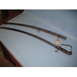 19th Century sabre with steel hilt and scabbard,