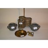 19th Century plated three bottle decanter stand (a/f) and other miscellaneous items