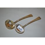 Pair of George III silver Old English pattern sauce ladles, maker W.E.W.F.