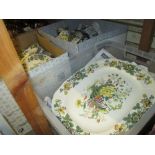 Extensive Masons Ironstone floral decorated dinner service comprising: ten dinner plates,